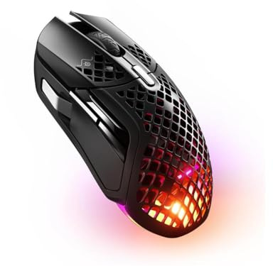 SteelSeries Aerox 5 Wireless - Holey RGB Gaming Mouse - Ultra-lightweight Water Resistant Design - 9 Buttons – Bluetooth/2.4 GHz - 18K DPI TrueMove Air Optical Sensor