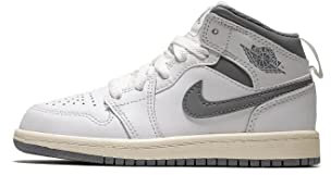 Air Jordan 1 Mid Pre School, Bianco/Stealth, 12 Years
