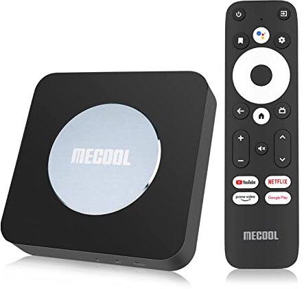 Android TV Box 14.0 MECOOL KM2 Plus Boitier Android TV 2G+16G avec Netflix Certifié S905X4-B 4K Streaming Media Player certifié Assistant Vocal Google Disney + Prime Vidéo WiFi 5 Dual Band LAN BT 5.0