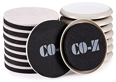 CO-Z Felt Furniture Sliders - 16 Pack with 8 Plastic & 8 Felt Sliders, 3 1/2 Reusable Furniture Sliders for Carpet Hardwood Floors, Heavy-Duty Furniture Gliders Movers, Moving Pads for Hard Surfaces