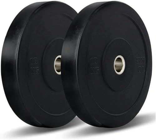 Olympic Rubber Bumper Weight Lifting Crumb Plates Set - Rubber Coated Barbell Weight Plates - Strength Training Weight Lifting Equipment Range from 20kg - 150kg (10kg x 2 = 20)