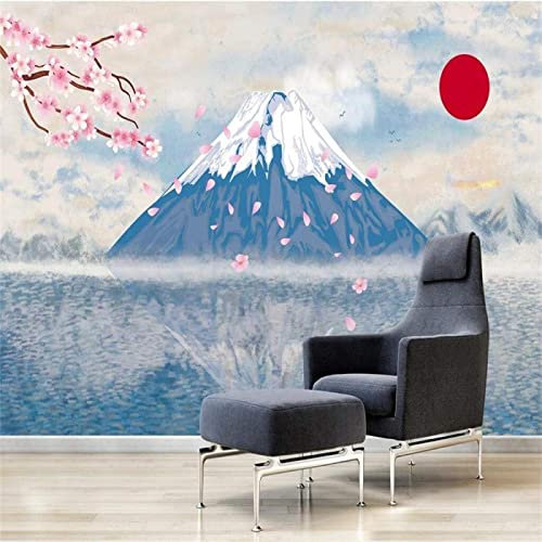 ZONOKI Papier Peint 3D Fleurs De Cerisier Du Mont Fuji, Paysage Japonais RéTro Trompe L'Oeil Decoration Murale Xxl Poster Mural - pour Photo Pour Le DéCor De Salon De Chambre à Couche 150 x 100 cm