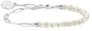 THOMAS SABO Member Charm-Armband mit weißen Perlen und Charmista Coin Silber 925 Sterlingsilber, Kaltemail