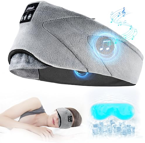 Sleep Mask With Bluetooth Headphones, Luckits Wireless Music Sleep Masks 24 White Noise Eye Mask Headphone for Cool/Warm Therapy Bluetooth Headband for Travel Insomnia Relax Yoga Men Women Gift (Grey)