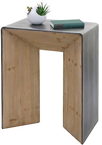 Mendler Konsolentisch HWC-L76 80x60x40cm Natur mit Metall-Optik | Telefontisch, Beistelltisch, Tisch, Industrial, Massiv-Holz