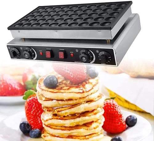 DPLXFPP Mini Machine À Crêpes Dorayaki, Gaufrier Électrique Bouton Contrôle Température, Mini Machine À Crêpes Hollandaise en Acier Inoxydable pour Cafés, Magasins Et Restaurants,50-Holes