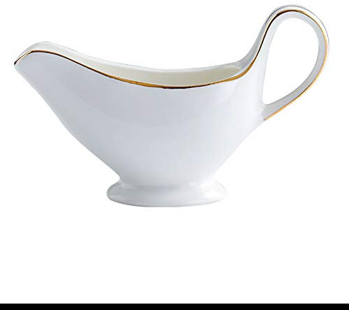 ViLLeX Saucière élégante Saucière blanche avec bord doré, saucière au design mince et large, de sorte que la sauce ne coule pas facilement Saucière facile à nettoyer (Size : S)