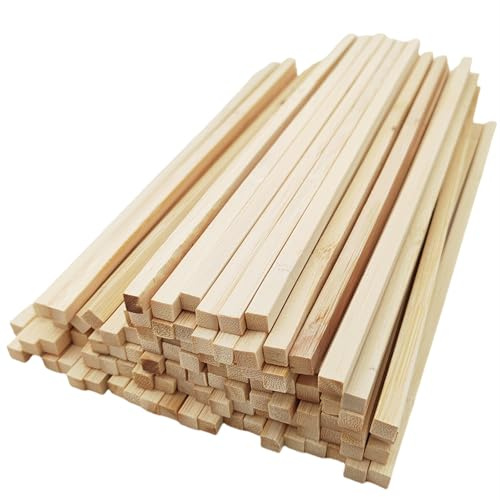 100er-Pack Natürliche Quadratische Bambusstäbe, 0,8 cm Lang (30 cm), Unbearbeitet zum Basteln