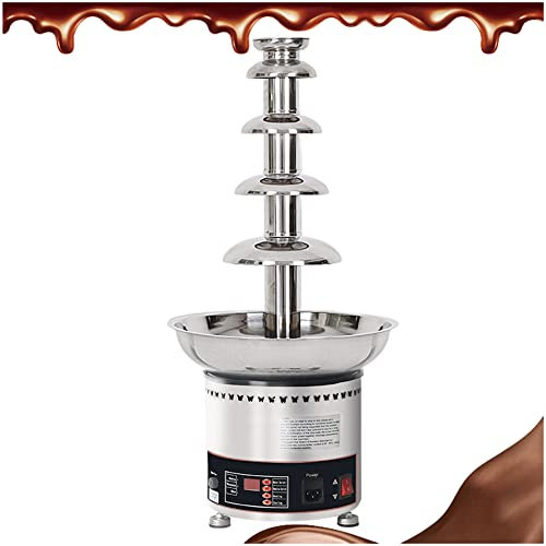 AINITAIFENG Fondue de Fuente de Chocolate Grande, máquina de Fuente de Fondue de Chocolate Comercial de Acero Inoxidable 304 Ideal para Fiestas, Bodas (5 Pisos)
