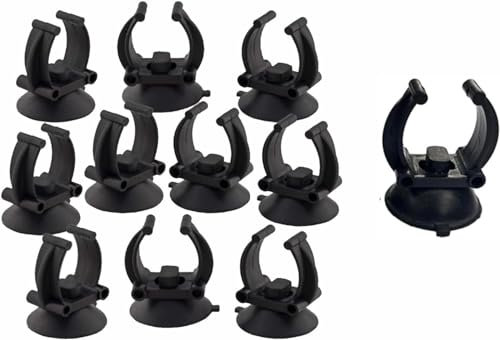 10Pcs Black Aquarium Suction Cups with Clips Aquarium Heater Suction Cups Universal, Hose Holder, Fish Tank Clip for Secure Hood Positioning, Aquarium Pumps and Filters (18-22MM)