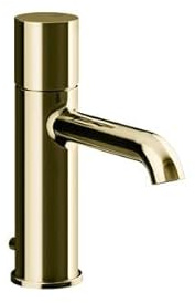 Gessi Habito - Miscelatore monopulsante per lavabo, con beccuccio, 131 mm, UNITO, 70001, colore: ottone PVD