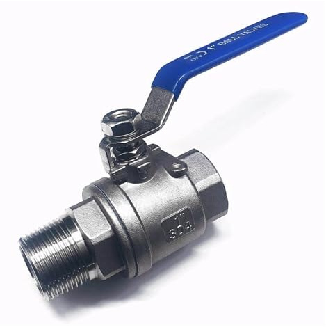 304 Stainless Steel Two Piece Ball Valve 1/4 3/8 1/2 3/4 1 2 Female And Male Thread Water Gas Oil Switch Fitting Adapter(1l4)