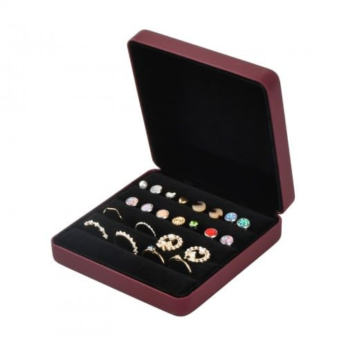 Schmuck Ring Organizer Box, Blau Ring Aufbewahrungsbox Schmuckkästchen für Reisen Zuhause, PU Leder Samt Schmuck Geschenkbox, Ringe Tray Box für Frauen Mädchen Mehrere Ringe Ohrringe
