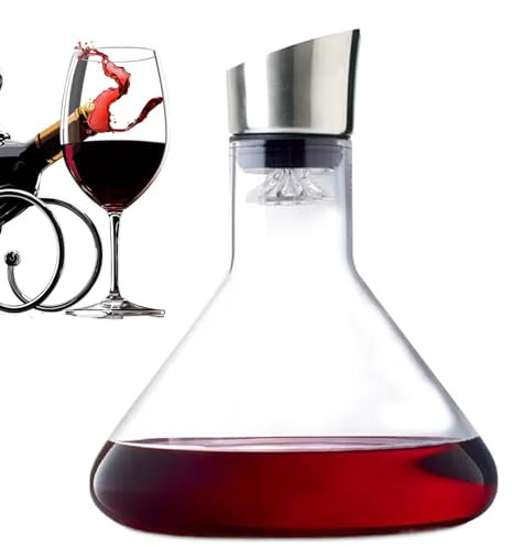 Red Wine Decanter, 1500ml Crystal Glass Wine Carafe with Dispenser, Wine Aerator, Wine Carafe Decanter with Stainless Steel Filter, Wine Aerator Decanter, Wine Accessories