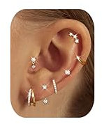 FIOROYAL 7 Paar Ohrringe Gold Set Hypoallergene 14K Vergoldete Huggie Klein Creolen Ohrstecker für Mehrfach Piercings Ohr Goldene Ohrringe Damen Zierlicher Knorpel Schmuck Ohrringe Set Gold/SilberG3