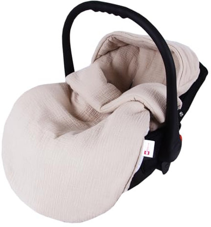 BabyLux Fußsack 90cm für Babyschale, Kinderwagen & Buggy, Minky, ideal für Frühling, Sommer Herbst &, warm & weich Kinderfußsack (Musselin - Beige)