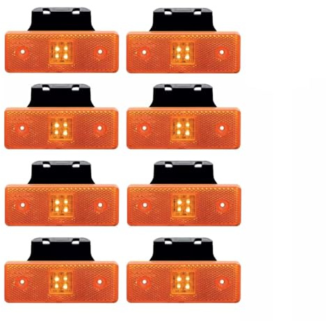 Generisch 8x LED Begrenzungsleuchten 12V Orange Positionsleuchten + Halterung E13 Prüfzeichen Markierung SMD Neu OVP Anhänger PKW LKW KFZ Landtechnik Traktor Schleppdienst