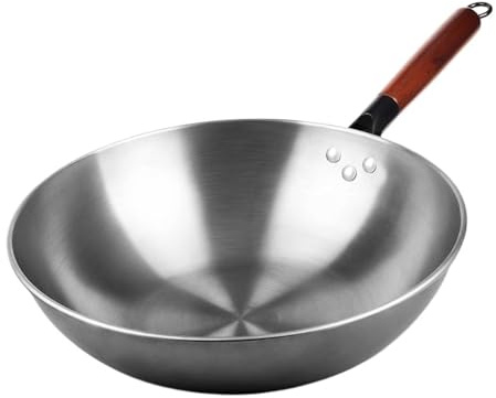 Wok in ferro tradizionale fatto a mano, 30/32 cm, pentola da cucina non rivestita, pentola in ferro generale (30 cm)