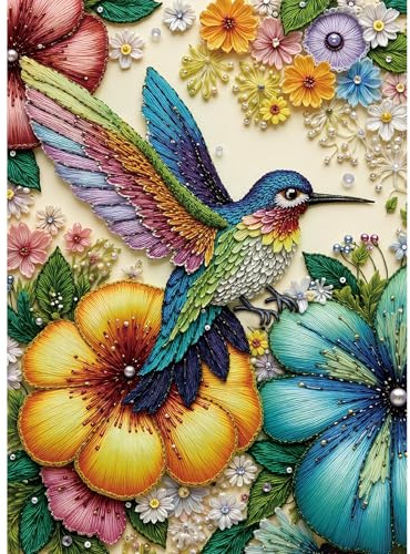 Sutinban 1000 Teile Puzzle für Erwachsene Beaded Hummingbird 50x70 cm Jigsaw Puzzles Entspannend & Herausfordernd 1000 Teile Geschenkidee für Puzzlefans ab 14 Jahren