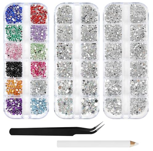 AUYAO Harz Strasssteine 4200Pcs Strass Kristalle 1mm-5mm Gemischte | Kinder Bastelsachen Kit mit Strass mit Picking Pinzette und Stift für DIY Nägel Kleidung Kunsthandwerk Gemischt Becher Party