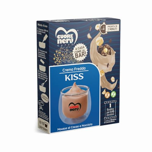 Crema Fredda Al Bacio, Sorbetto, Bacio Kiss Cream, Preparato in Polvere Solubile Per Crema Fredda al Gusto Cacao Nocciola, 100g