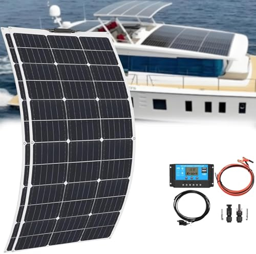 PxkVrin Paneles Solares, 300w, Panel Solar Ultrafino, Flexible Ultra Ligero Ultra Delgado Impermeable, Monocristalina, para Caravanas, Casas De JardíN, Barco. 2×200w