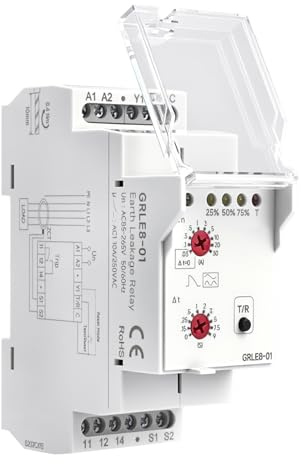 GRLE8-01 Fehlerstromschutzrelais,30A 30mA AC85-265V FI Schutzschalter Relais Fehlerstromschutzschalter Relais,für einphasig/dreiphasig mit Intelligente LED-Leckageanzeige.