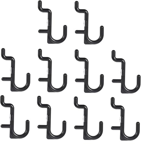 Cabilock 100pcs Crochets pour Panneaux Perforés en Plastique Noir, Crochets pour Organisateur de Garage Sécurisés, pour Étagère Plastique et Rangement Mural