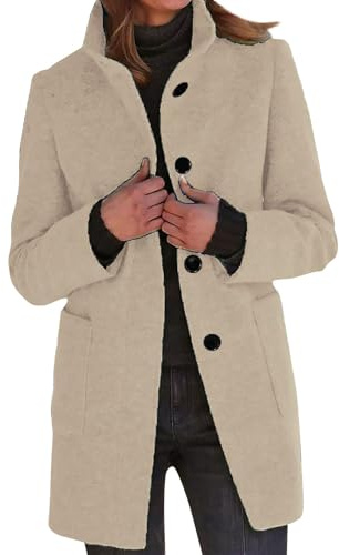 Manteau Femme Hiver Redingote Vetement Jacket Manteaux Mouton Retourné Vestes Interieur Vêtements Fausse Molleton Caban Manteau en Laine Bouillie Blouson Hiver Beige XL