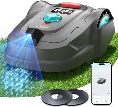 YARDCARE M800Plus Robot Tondeuse Sans Fil Périphérique,jusqu'à 800 m²,Positionnement GPS +Vision, Tondeuse Robot Sans Câble,Mode de Tonte en U,Contrôle Via App,Recharge Automatique,Détection Obstacles