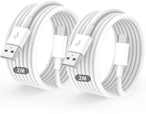 USB C Charger Cable, USB to USB C Cable USB A to USB C Cable 2M 2Pack | Type C Data Transfer, iPhone 17 Charger Cable Phone Charger for iPhone 17 16 15 Pro Max Plus Air Samsung Galaxy S24 Ultra