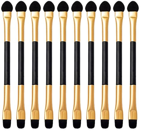 Gatuida 50 Pinceles de Sombra de Ojos de Doble Cabezal Punta de Esponja, Cerdas Sintéticas Suaves, Compacto para Maquillaje Profesional y Uso en Viajes