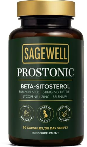 SAGEWELL Prostate Supplement for Men | Beta-Sitosterol Complex | Advanced Prostate Support for Men 40+ | Pumpkin Seed, Nettle, Lycopene, Zinc & Selenium | 60 Capsules | UK Made | Prostonic