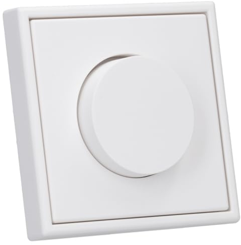JUNG Serie LS Drehdimmer Set Alpinweiß | mit 1730DD Drehdimmer Standard LED, LS1740WW Abdeckung mit Drehknopf, LS981WW Rahmen 1-fach