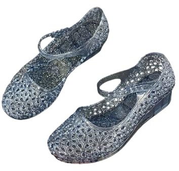 SMKBDFC Moda femminile, pantofole di plastica, scarpe da gelatina da aperto, tacco a cuneo, fibbia a cuneo, fascia chiusa, sandali estivi(blu,39)