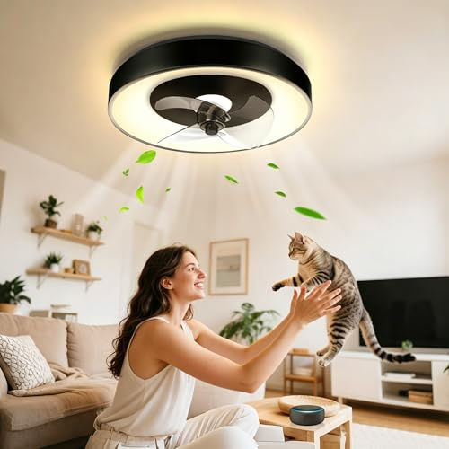 Aigostar Ventilador Techo Alexa, 40W, 4400LM, 2700K-6500K Regulable, 6 Velocidades, 50CM - Ventilador de Techo Wifi con Mando a Distancia y Gateway, para Sala de Estar, Dormitorio
