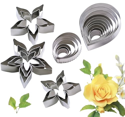 KALAIEN 23pcs/set Rose Petal Cutter Set Gum Paste Fondant Cake Cutters kitchen Supplies Baking Mould