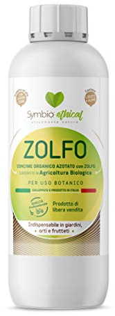SYMBIOETHICAL - ZOLFO, Concime Organico Azotato con Zolfo Liquido, Fertilizzante per Agricoltura Biologica, con Lieviti e Alghe, Made in Italy, 500 ml