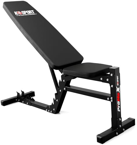 K-Sport: Trainingsbank verstellbar (beidseitig) I Ideale Hantelbank für Kurz & Langhanteltraining I Kraftstation zum effektiven Muskeltraining, inkl. E-Book
