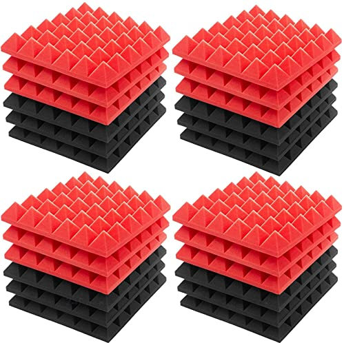 12 Stück Akustikschaumstoff Pyramide, 30x30x5cm akustikschaumstoff Platten, Schalldämmende Polsterung, einfaches Anbringen und Entfernen, feuerfest für Heimstudios, Fernsehzimmer