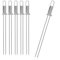 COM-FOUR® 6x pinchos grill premium con asa, doble pincho BBQ fabricado en acero inoxidable 430, pinchos kebab con doble punta para mejor agarre y empujador (06 piezas - acero inoxidable/corredera)