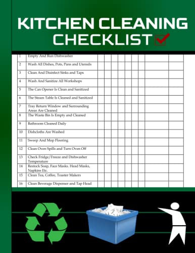 Kitchen Cleaning Checklist: Daily Kitchen Cleaning Schedule Log Book For Commercial Kitchen & Restaurants