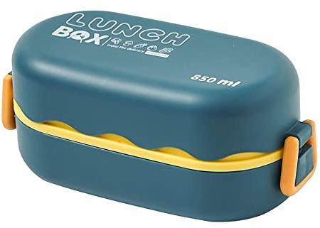 Anoudon Bento Box - Envases para Alimentos, Caja de almuerzo para adultos, con varios compartimentos, apilable, con utensilios, materiales seguros