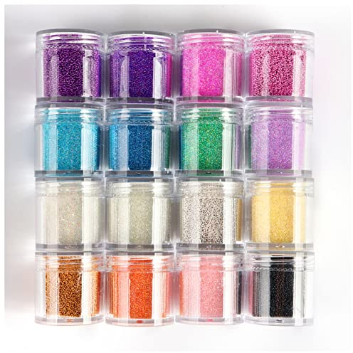 Petite Bouteille En Verre 16 perles de caviar en bouteille coloré mini-eau mini-bulle de bulles de bulle kawaii paillettes Uv Fournitures de résine Fournitures d'art de la perle de verre de verre micr