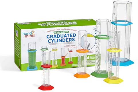 Hand2mind Starter Science Graduated Cylinder Set, Science Lab Equipment for Kids, Measuring Toys, Educational Science Kits, Chemistry Set, Science Supplies for Classroom (Set of 5)