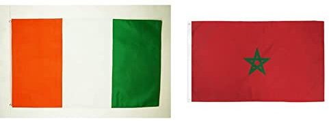 AZ FLAG Drapeau Côte D'Ivoire 150x90cm - Drapeau ivoirien 90 x 150 cm Polyester léger & Drapeau Maroc 150x90cm - Drapeau marocain 90 x 150 cm Polyester léger