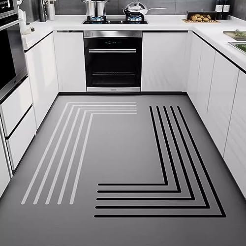 Küchenmatte Boden Pvc Rutschfest, Rutschfest Küchenteppich Anti Ermüdungsmatte, Teppich Küche Mit Ölfest und Wasserdicht Pvc, Vor Dem Waschbecken Küchenteppiche (Size:120×180cm,Color:A)