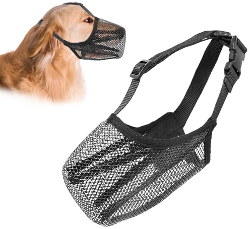 Hund Maulkorb, Maulkorb Für Hunde Weiche Verstellbare Mesh Maulkorb Mittlere Hunde, Giftköderschutz Hund Atmungsaktive Maulkörbe Für Hunde Maulkorb für Kleine Mittlere Große Hunde (M, Schwarz)