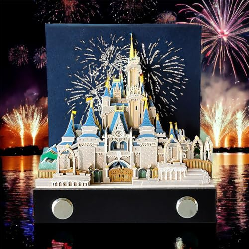 WABMJGW 3D-Notizblock 2024, 3D-Kalender, Kunstdruckpapier, Schnitzerei, Schloss-Tischkalender, abreißbarer Wochenkalender, Notizblock-Ornamente für das Heimbüro, 9,8 x 9,8 x 8,5 cm,C