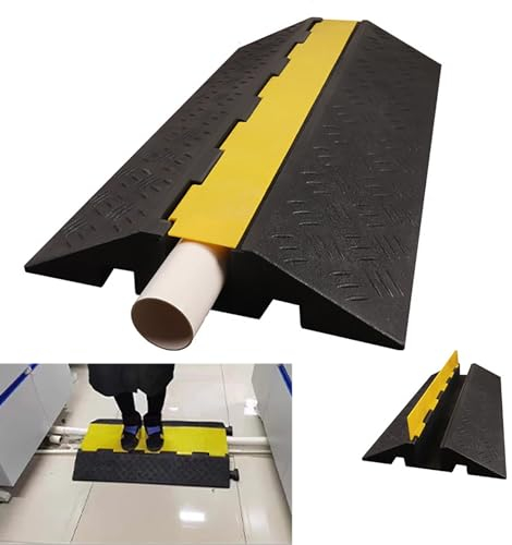 Fußgänger-Kabelschutz, 1 Kanal, Kabelkanal Boden, mit Gelbem Kunststoffdeckel, Verknüpfbare Bodenkabelabdeckung, Kabelkanal, Außenkabelschutz für Garage, Autobahn, Rampe (Color : 1 Pack)